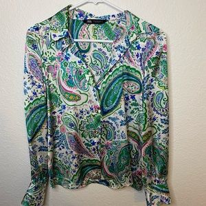 Zara Silk Button Down Shirt